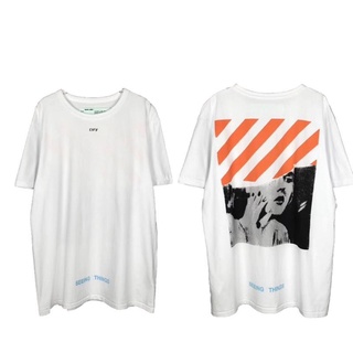 เสื้อยืดแขนสั้นลําลอง พิมพ์ลาย OFF WHITE OW C/O VIRGIL ABLOH Marilyn Monroe สีขาว สําหรับคู่รัก