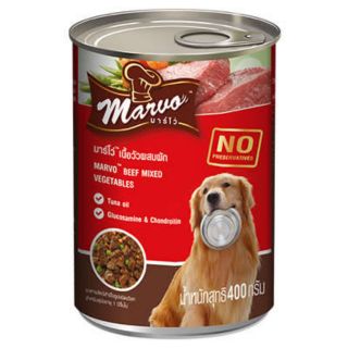 Marvo Dog Canned มาร์โว่ อาหารสุนัข 400g x 1 กระป๋อง เนื้อวัวผสมผัก อาหารเปียกสุนัข อาหารกระป๋องสุนัข