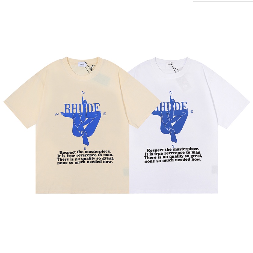 RHUDE New Loose Fashion Body Yoga Compass Print Cotton Casual Short ...