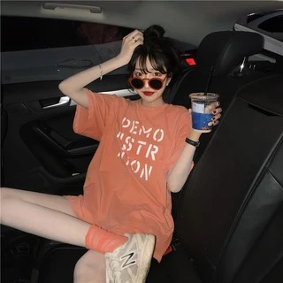 Korean เสื้อ DEMO -Oversize- สีสดใส สไตล์เกาหลีน่ารัก เสื้อยืดนิ่ม แขนสั้นแฟชั่น เนื้อผ้าดี T6655