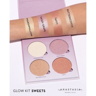 anastasia glow kit sweets ไฮไลท์เตอร์พาเลท ตลับม่วง  ใช้เป็นไฮไลท์เฉพาะจุด เพิ่มความโดดเด่นบนใบหน้าเนื้อสีชัดเจน ติดทน