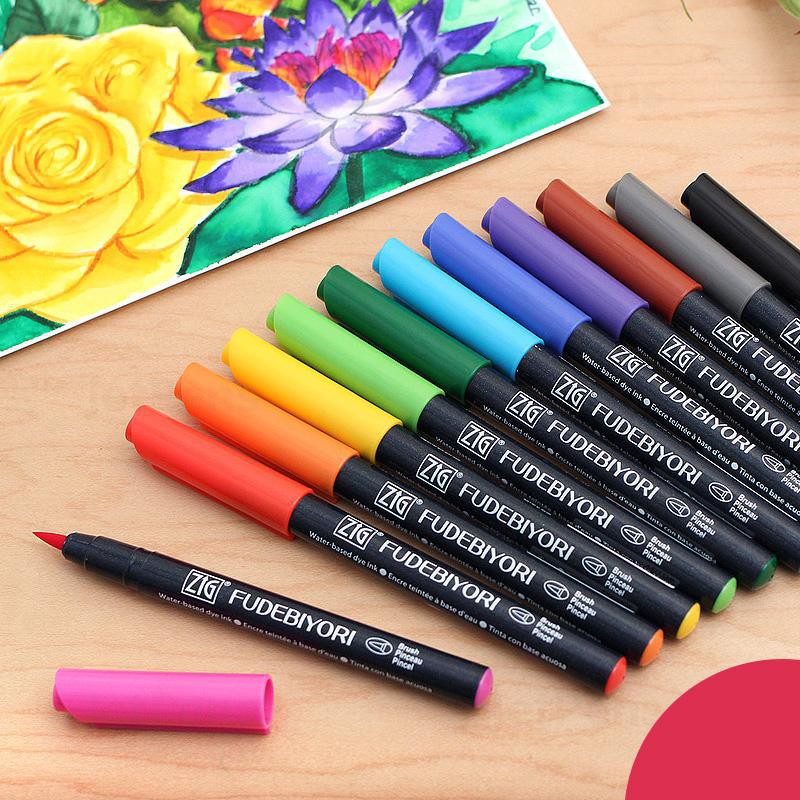 P2 - KURETAKE ZIG FUDEBIYORI WATER-BASED BRUSH PEN (48 สี)
