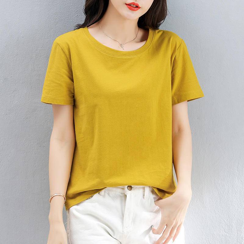 Random Color Solid Color Short-Sleeved T-Shirt Women 2021 Summer New Style Loose Simple