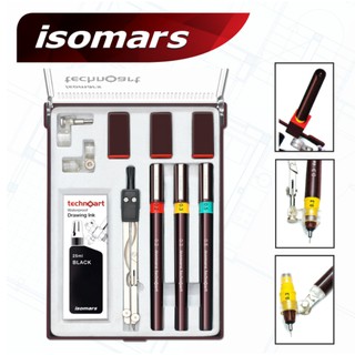 ชุดเขียนแบบ TechnoArt 10ชิ้น Isomars SET03-BROWN