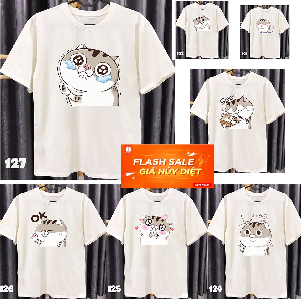 Ami Cat Big Belly White T-Shirt Collection (รหัสเสื้อ 120-129)
