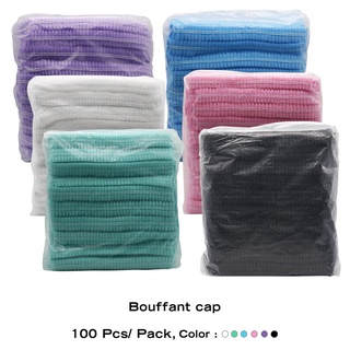 หมวกตัวหนอน 100 ชิ้น หมวกตัวหนอน bouffant cap