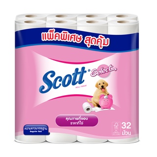 SCOTTสก็อตต์ กระดาษทิชชู ซีเลคท์ยาวมาตรฐาน32ม้วน