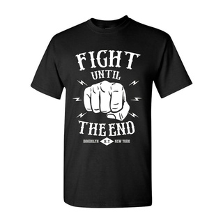 T-shirt  เสื้อยืด พิมพ์ลาย Fight Until The End Brooklyn New York Hardcore Street Brawl Boxing Mma สําหรับผู้หญิงS-5XL