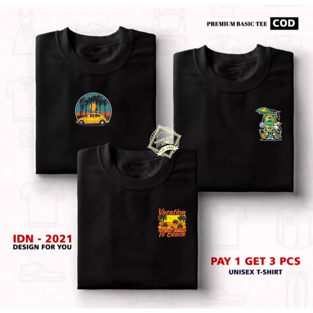 ซื้อ 1 แถม 3 ชิ้น MOTHER BLESS STORE / เสื้อยืด Distro / เสื้อยืด Distro ผ้าฝ้าย 100% Combed 30S / เ