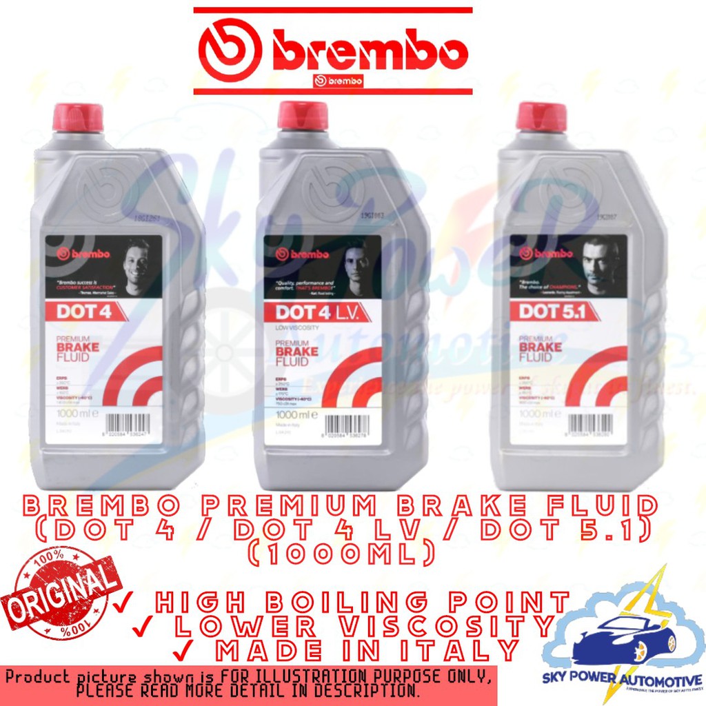 BREMBO PREMIUM BRAKE FLUID OIL DOT 4 / DOT 4 LV / DOT 5.1 (1000ML) (1LT)
