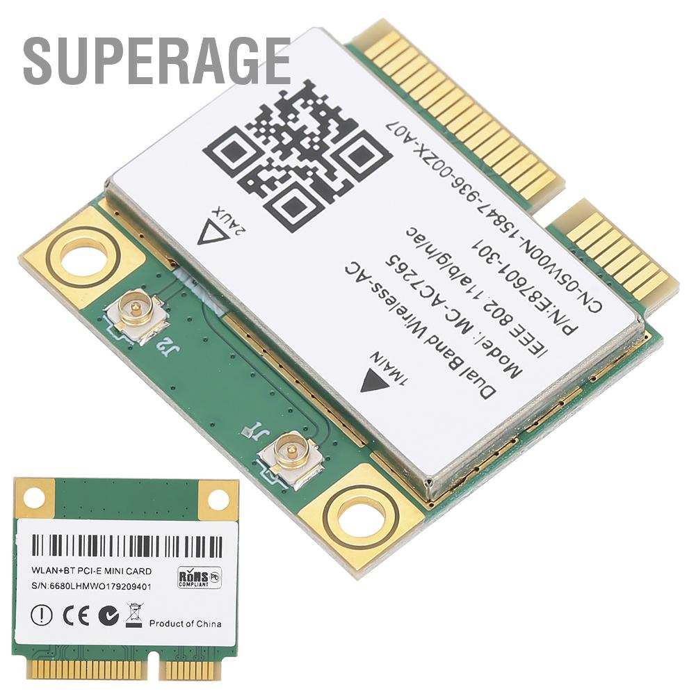 Superage Network Card Mini PCI‑E Gigabit Dual‑Band for Bluetooth 4.2 Wireless Wifi MC‑AC7265