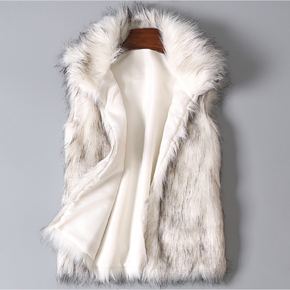 on sale Women's Wool Vests woman fashion comfortable Faux Fur Vests Stand Collar Faux Fur Coat Vest Jacket for femal