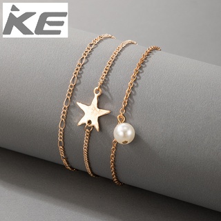 Accessories Simple Anklet 3 Piece Set Creative Star Pearl Pendant Anklet Set for girls for wom