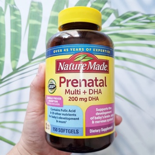 80% OFF Sale!!! EXP: 05/2023 Prenatal Multi + 200 mg DHA 150 Softgels (Nature Made) วิตามินเตรียมตัวตั้งครรภ์