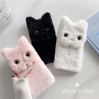 Samsung Galaxy Note 20 Ultra 10 Pro 9 8 Note20 Note10 Note9 Note8 A91 A81 A71 A51 A41 A31 A21 A21S A11 A01 Core M11 A20s A10s M62 S10 Lite Cute Cartoon Plush 3D Cat Mobile Phone Case