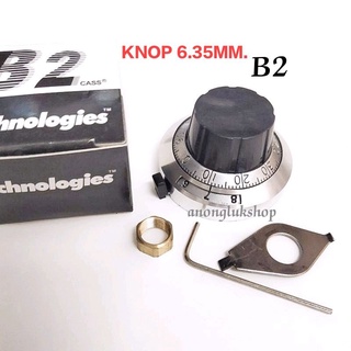 KNOP 10รอบ B2 ปลอกวอลลุ่ม 6.35mm  อะลูมิเนียม ขนาดเส้นผ่าศูนย์กลาง 46มิล