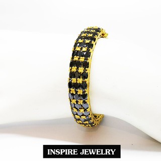 INSPIRE JEWELRY กำไลฝังพลอยนิล ฝังหนามเตย งานจิวเวลลี่แบบโบราณ สวยงามมาก เหมาะกับการแต่งกายที่สวยงาม