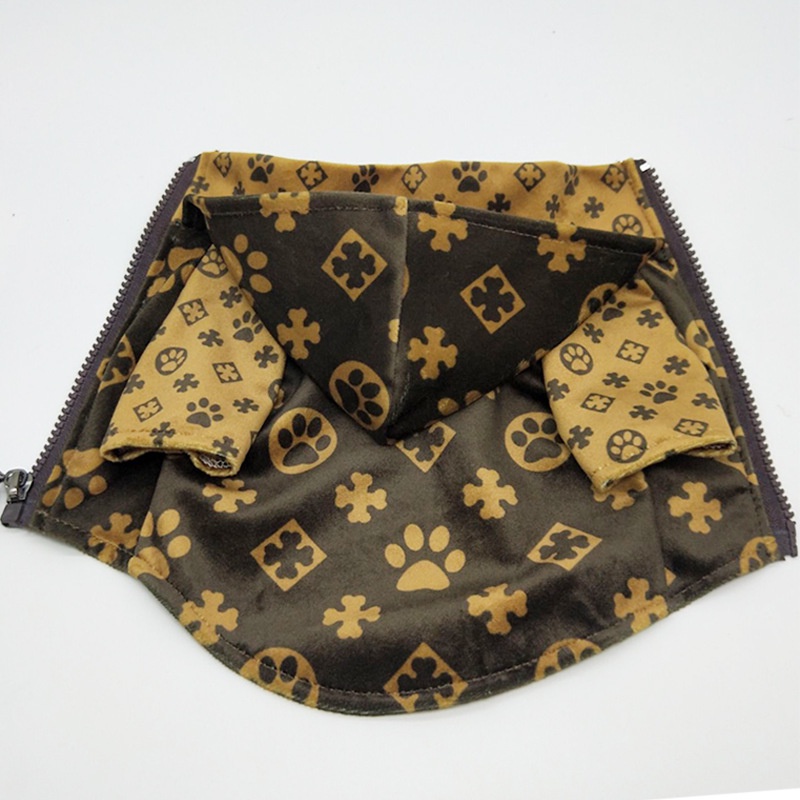 wLuxury Pet Coat Trendy Brand Pet Clothes Teddy Poodle Jacket Dog Paw Print Small Dog Clothes