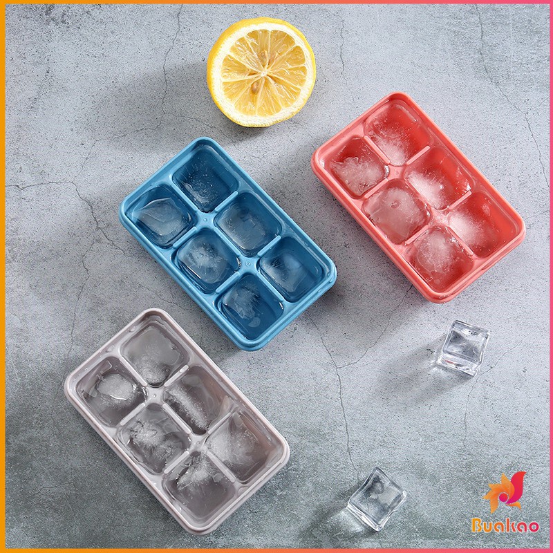 BUAKAO แม่พิมพ์น้ำแข็งก้อน ฝาปิด พร้อมฝา 6 ช่อง Ice tray mould - รูปที่ 3