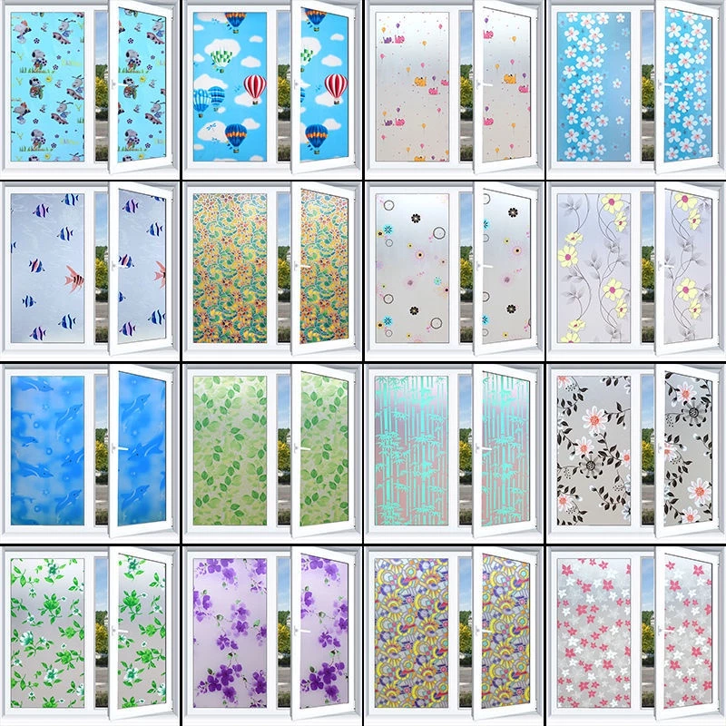สติกเกอร์ฟิล์ม แบบมีกาวในตัว ขนาด 90x100 ซม. สีโปร่งแสง สําหรับติดกระจกหน้าต่าง ประตูห้องน้ํา