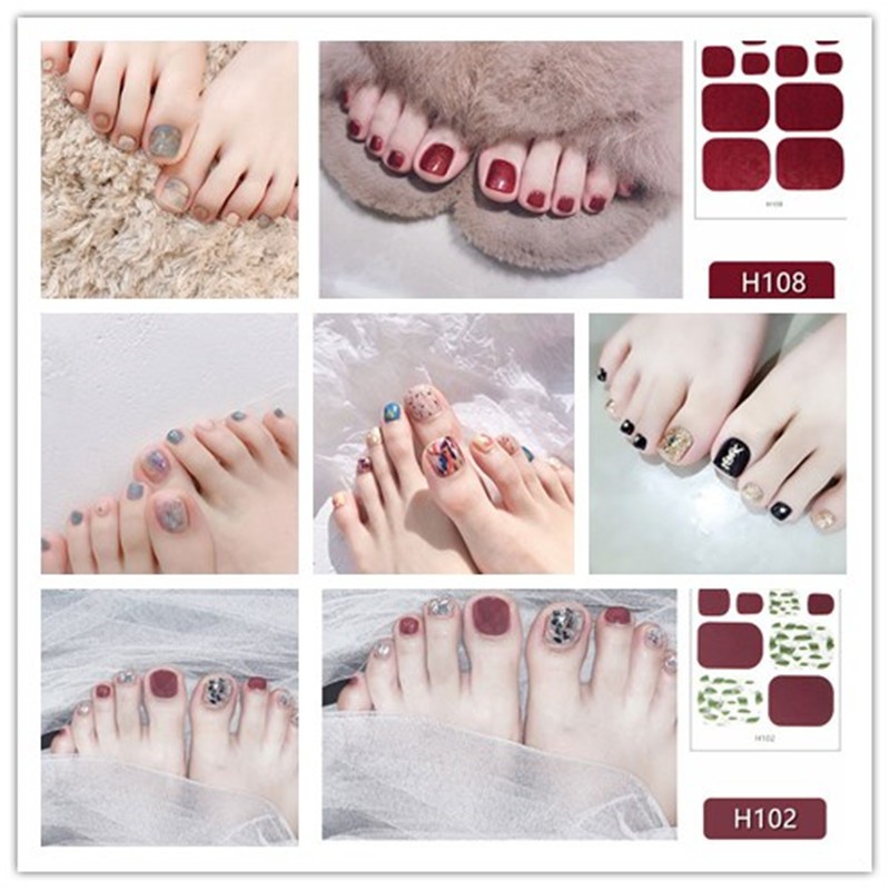 Korea Japanese  Nail Sticker  สติ๊กเกอร์ติดเล็บเท้าแฟชั่นเกาหลี สติ๊กเกอร์ติดเล็บกันน้ำ Nail Art H081 - H120
