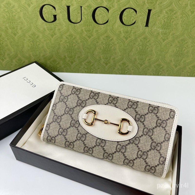 Gucci Horsebit 1955 Zip Around Wallet สีขาว กระเป๋าสตางค์ กุชชี่ ของแท้