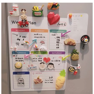 [[ พร้อมส่ง ]] แผ่นแม่เหล็กติดตู้เย็น กระดานแม่เหล็กข้อความ Magnetic weekly planner for refrigerator