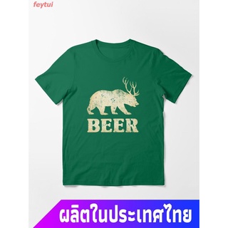 2022 ใหม่ วันฤดูร้อน หมี น่ารัก Bear ดิสนีย์  Funny Bear+Deer=Beer Essential T-Shirt คอกลม แฟชั่น แขนสั้น แฟชั่น เสื้อยื