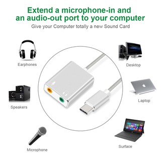 Universal USB Type C To 3.5mm Sound Card USB Audio Jack Headset Microphone Adapter Sound Card