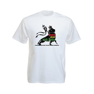 เสื้อยืดราสต้าTee-Shirt Rasta Lion Peace One Love เสื้อยืดสีขาว/สีดำลายสิงโต Rasta Lion Peace One Love White/Blac