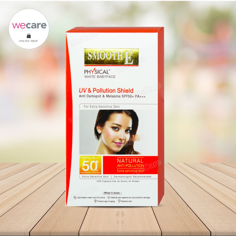 Smooth E Physical White Babyface UV & Pollution Shield SPF50 สมูทอี ยูวี ไวท์ เบบี้เฟส ครีมกันแดด 18 กรัม