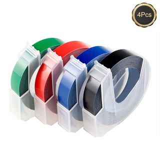 เทปฉลาก PVC ลายนูน 9 มม. 4 ม้วน สําหรับเครื่องพิมพ์ 3D Dymo 1610 1880 12965 E101 E202 E303