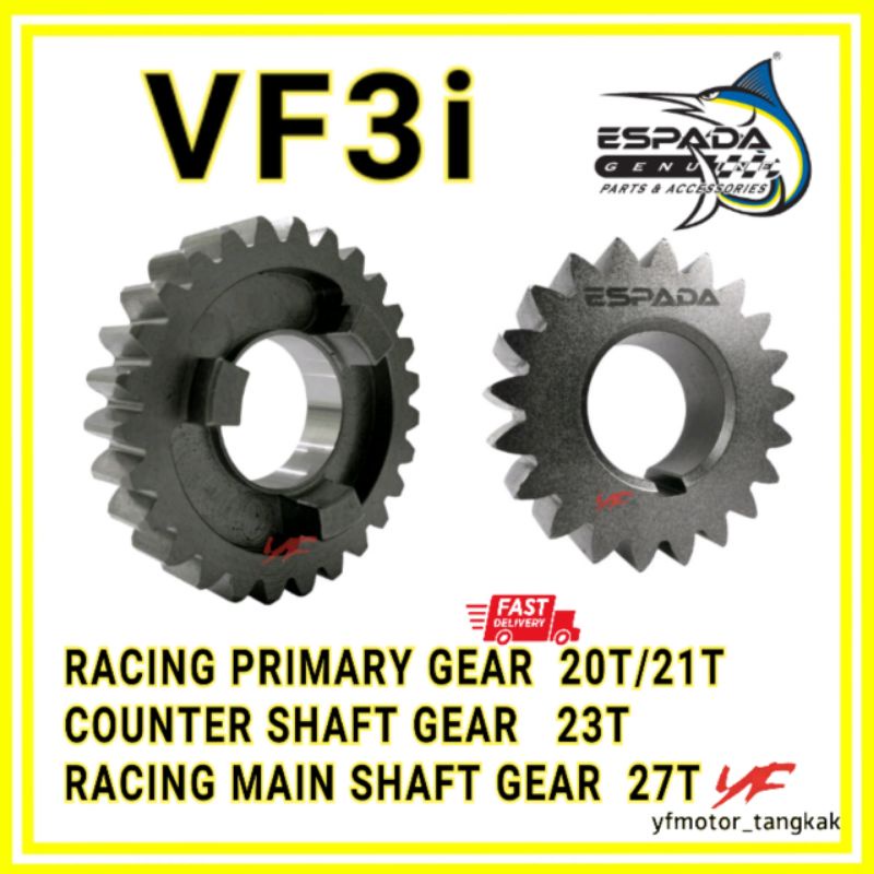 ESPADA RACING VF3i PRIMARY GEAR 20T 21T COUNTER SHAFT GEAR 23T MAIN SHAFT GEAR 27T