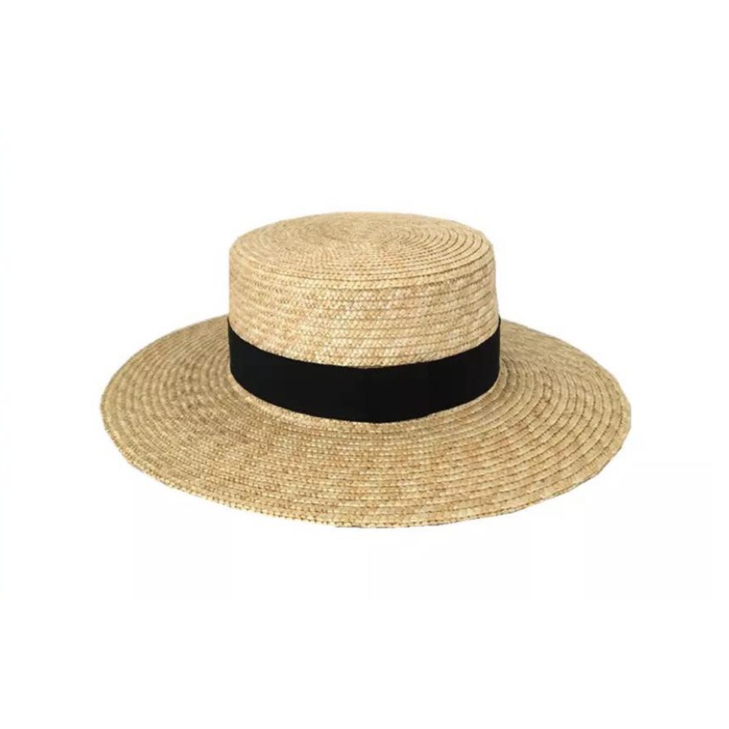 หมวกสานทรงเค้กปีกกว้าง - Natural Straw Boater Brim Hat
