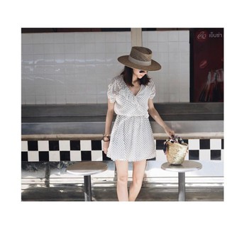 𝐒𝐭𝐮𝐝𝐢𝐨_𝐏𝐏𝐁 Friday frills dot playsuit ชุดหมีขาสั้นลายจุด