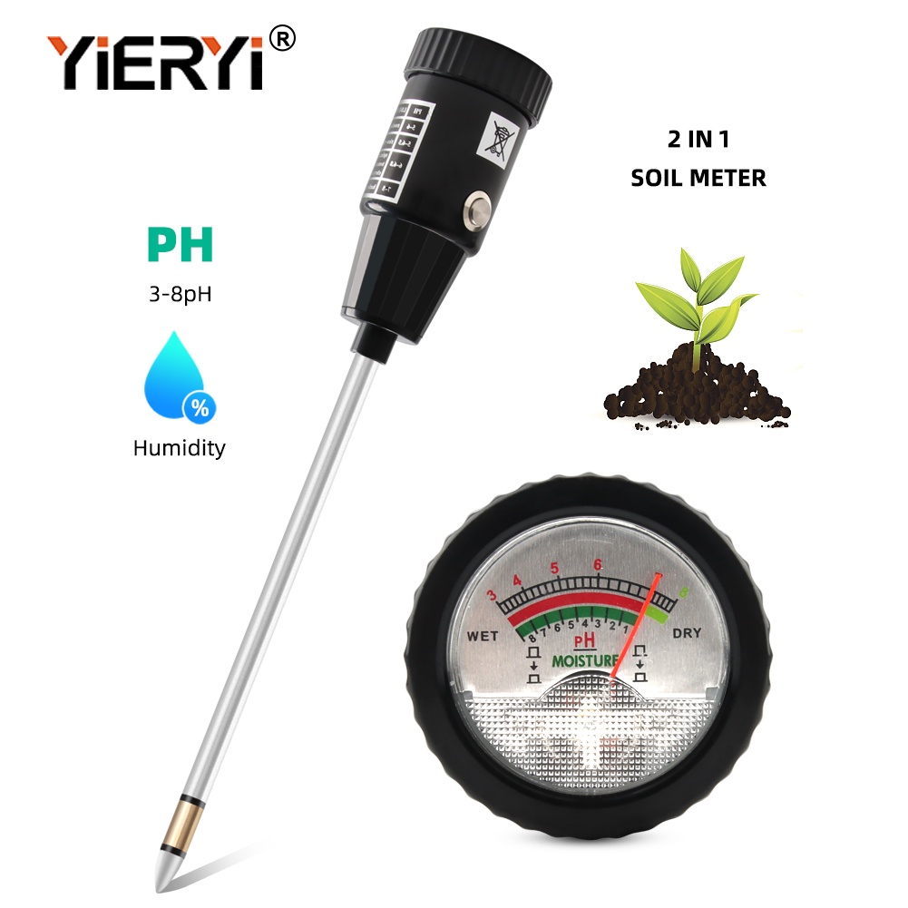 Yieryi เครื่องวัดค่า pH ในดิน และความชื้น อิเล็กโทรด ยาว 300 มม. ไม่ต้องใช้แบตเตอรี่