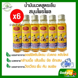 ยานวดเหลืองไพล 6 ขวด น้ำมันเหลือง(สูตรเย็น) บรรเทาอาการออฟฟิศซินโดรม ปวดหลัง ปวดขา ผื่นคัน ลมพิษ วิงเวียน เคล็ด ขัด ยอก