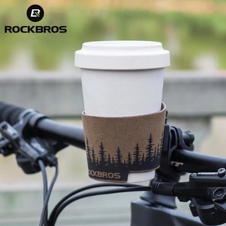 Rockbros ที่วางแก้วกาแฟ แบบหนัง แฟชั่น อุปกรณ์เสริม สําหรับรถจักรยานยนต์ไฟฟ้า