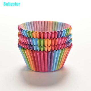 (Babystar) ถ้วยกระดาษ สีรุ้ง สําหรับใส่มัฟฟิน 100 ชิ้น