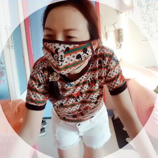 เสื้อยืดลายการ์ตูน แถมแมสฟรี   อก34 ยาว 25