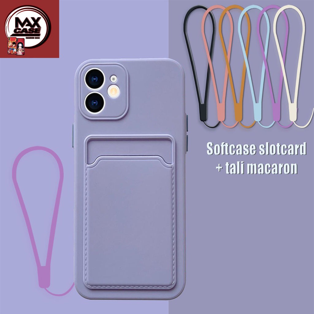 045 Case Slot Card + Macaroon Strap สําหรับ Oppoo A76/A96/A5 2020/A9 2020/A5s/A7/A12/A3s/A5/A15/A53 