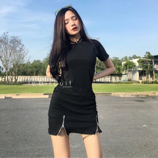 mini dress zip มินิเดรสแต่งซิป เพิ่มความเผ็ช *ซิปรูดได้จริง รูดปรับขนาดตาม ความต้องการ ทรงเข้ารูป  งานจริงสวยมากกกค่ะ