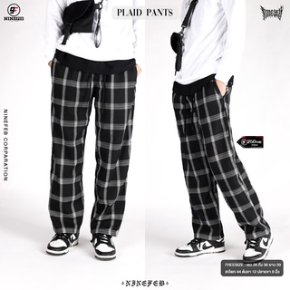 9FEBกางเกงขายาวลายสก็อต กางเกงลายสก๊อต Plaid pants ทรงกระบอก