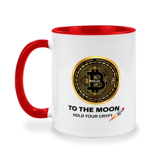 แก้วกาแฟ มัคเซรามิคสกรีนลายลายคริปโต Bitcoin (BTC) TO The Moon