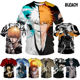 เสื้อยืดลําลอง คอกลม แขนสั้น พิมพ์ลายอนิเมะญี่ปุ่น BLEACH 3 มิติ เหมาะกับฤดูร้อน สําหรับผู้ชาย และผู้หญิง