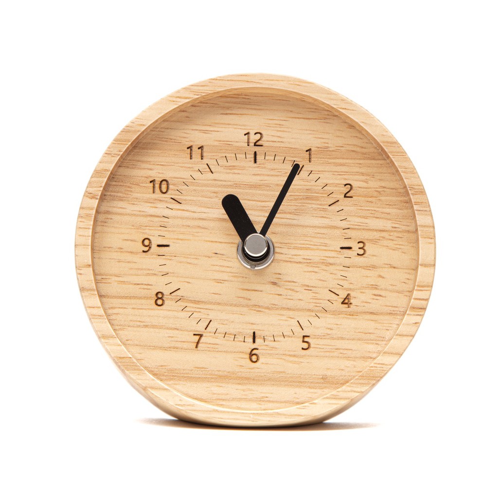 THEWOOD 'S TALE Mori No Naka นาฬิกาตั้งโต๊ะ นาฬิกาไม้ เดินเงียบ ROUND TABLE CLOCK จากไม้ธรรมชาติ