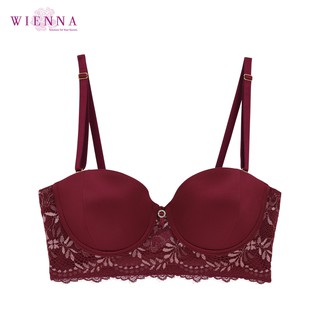 WIENNA BRA Collection LUXURY DB22208 ชุดชั้นในเวียนนา เสื้อชั้นในลูกไม้ ถอดสายบ่า สีส้มอ่อน สีแดง Rose