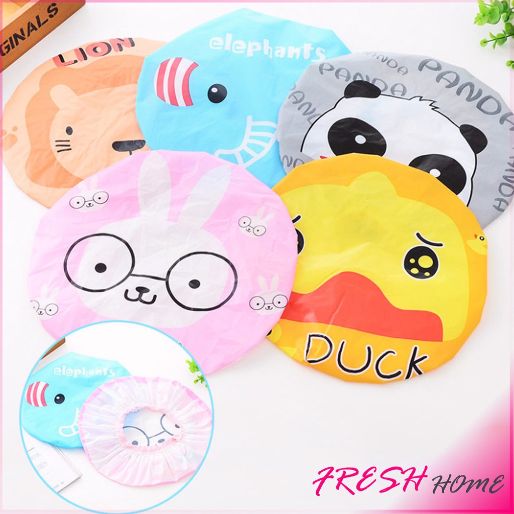 หมวกคลุมผมอาบน้ำ กันน้ำ ลายการ์ตูนน่ารัก   Shower Cap Kids - รูปที่ 4