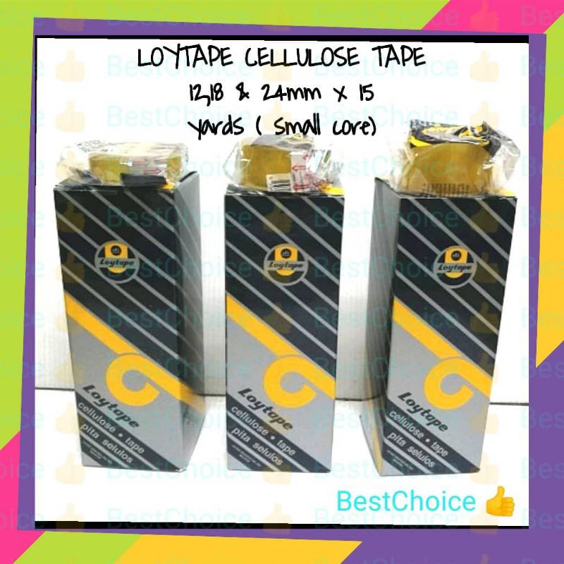 Loytape CELLULAOSE TAPE 12,18 & 24mm x 15 หลา (แกนเล็ก)