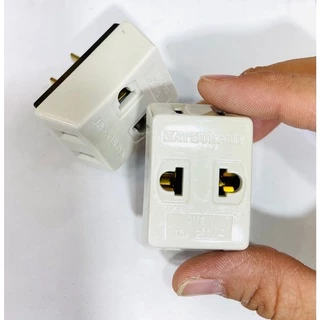 ปลั๊กสามตา ต่อ 2 ขาแบน รุ่น CN3W ห ใช้ต่อพ่วงแปลงขาแบน ทองเหลือง สีครีม Matsukami 10A 250V